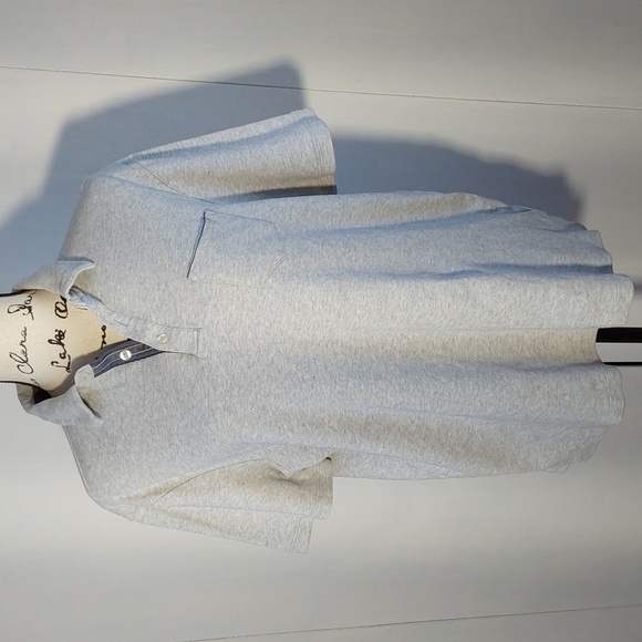 Tahari- Mens Gray Polo Shirt Button chest Pocket  Contemporary Acadamia Sz.L - Picture 1 of 8
